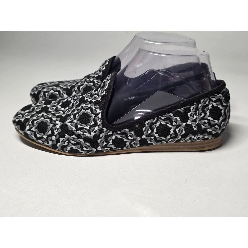 Toms Women's Shoes Size 7 Black Gray Darcy Slip On Flats Comfort Ballets